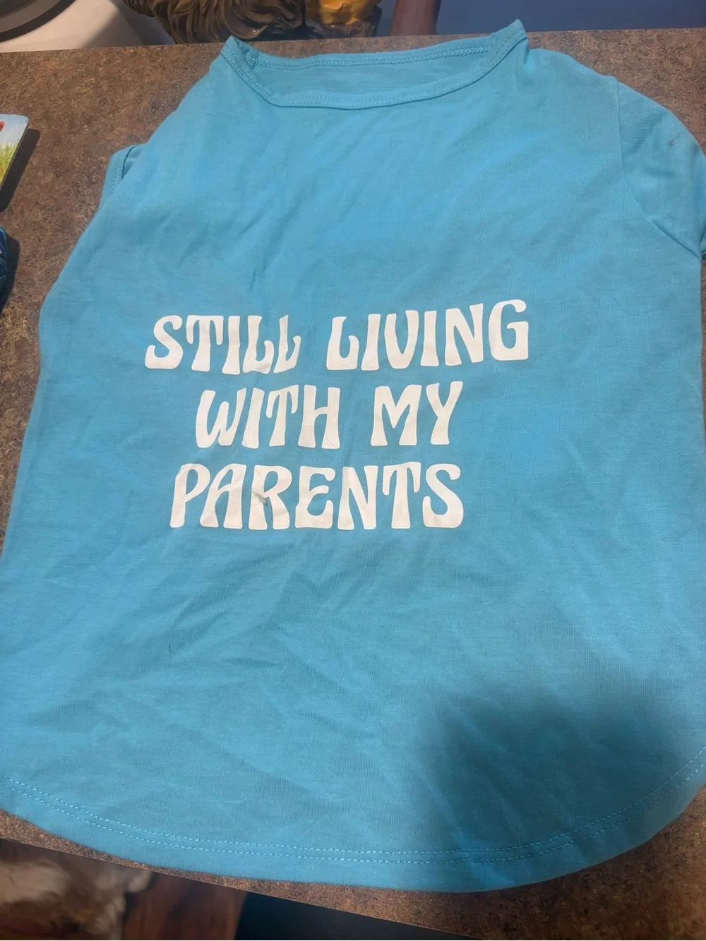 Pet shirt and bow tie “still living with my parents” size medium dogs 20-40 lbs.